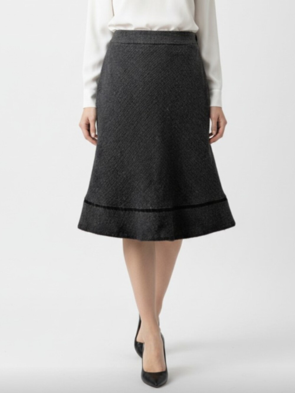 THE GAP! LUXE BLACK NUBBY WOOL BLEND, VELVET RIBBON DETAILED PENCIL SKIRT! SZ 2